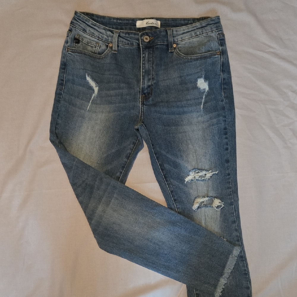 KanCan Women's Distressed Skinny Jeans - Slight High Risw